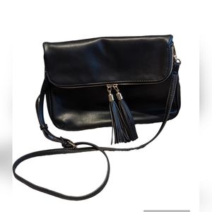Black fold over handbag